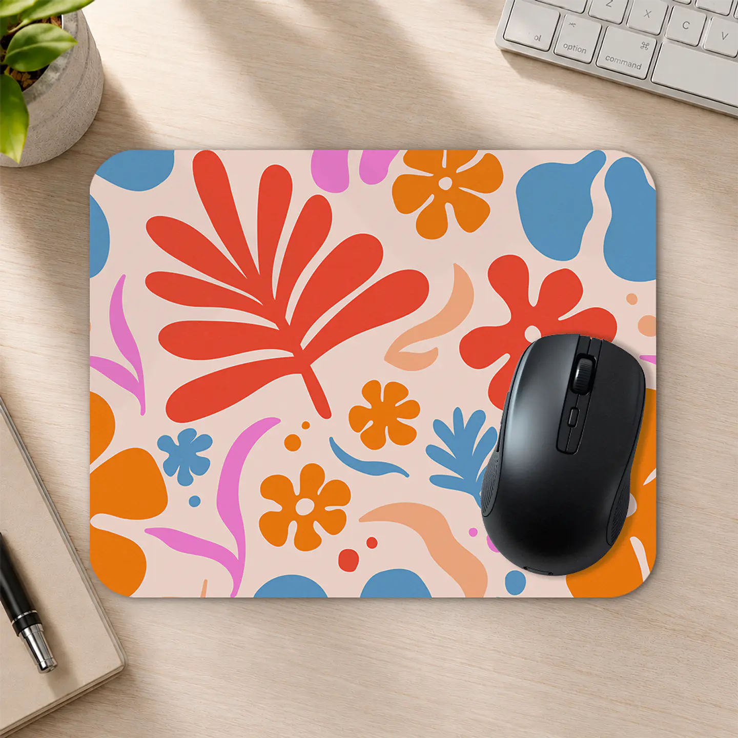 Mousepad 20x24 cm - Diseño Flores Abstractas Coloridas 2