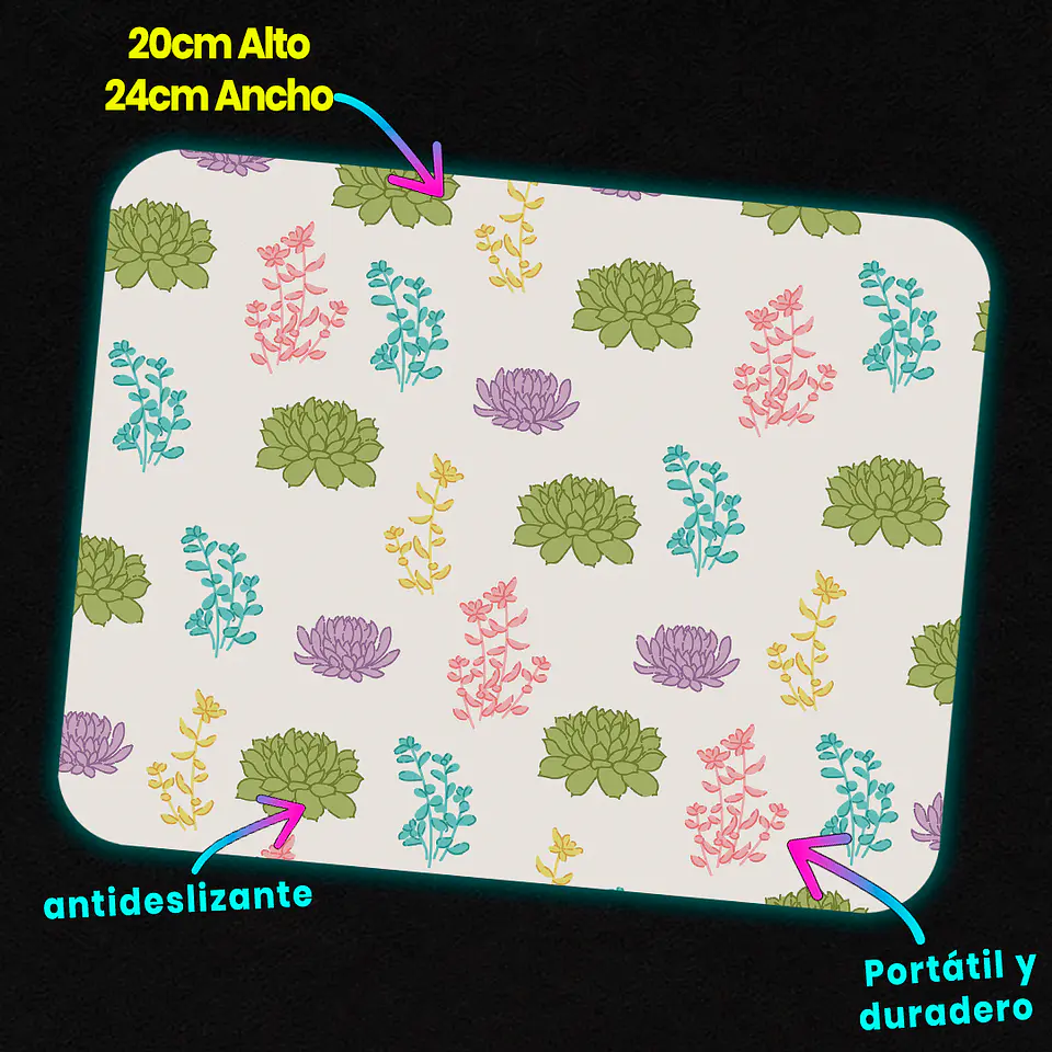 Mousepad 20x24 cm - Diseño Plantas y Flores Pastel 3