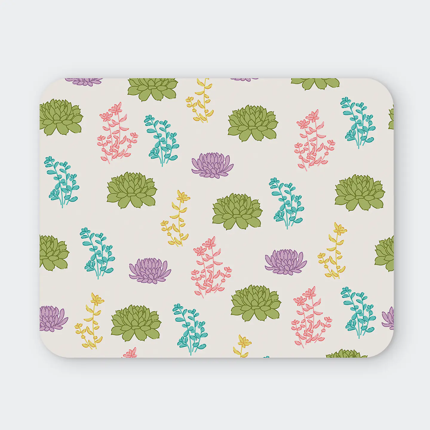 Mousepad 20x24 cm - Diseño Plantas y Flores Pastel 1