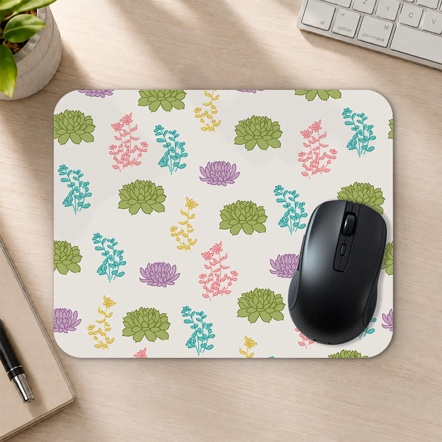 Mousepad 20x24 cm - Diseño Plantas y Flores Pastel 2