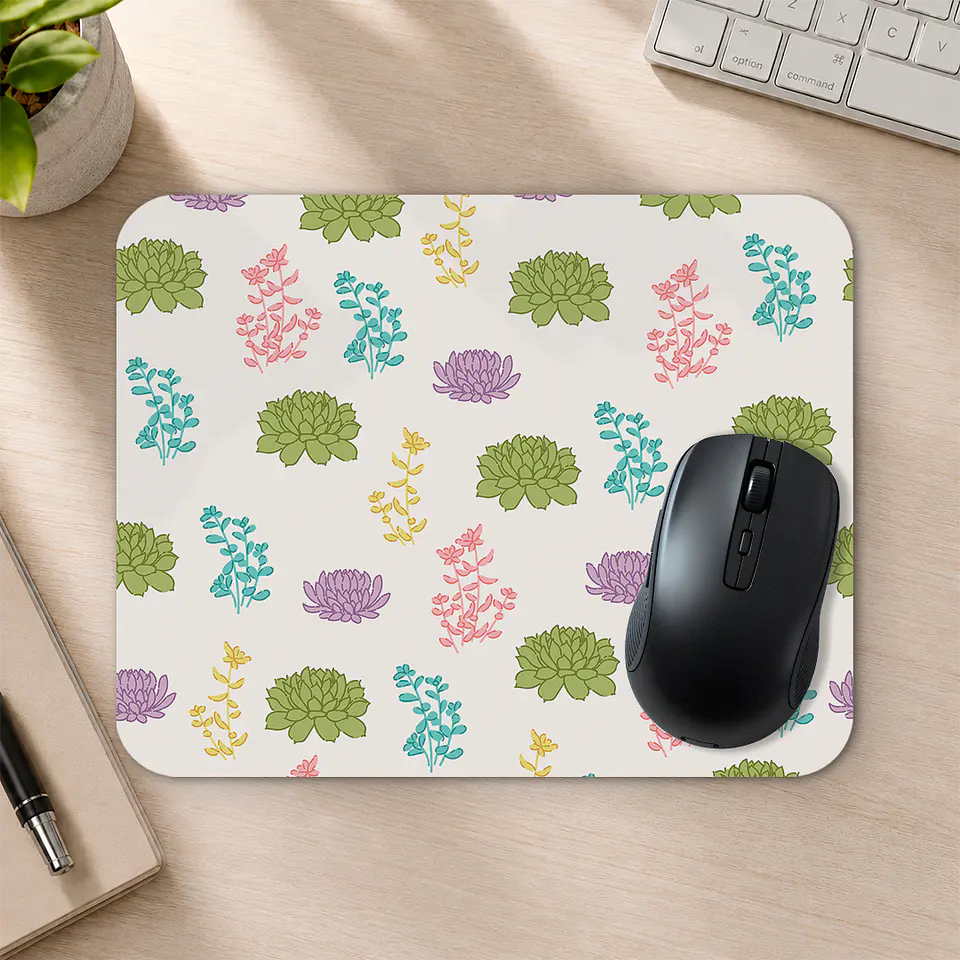 Mousepad 20x24 cm - Diseño Plantas y Flores Pastel 2