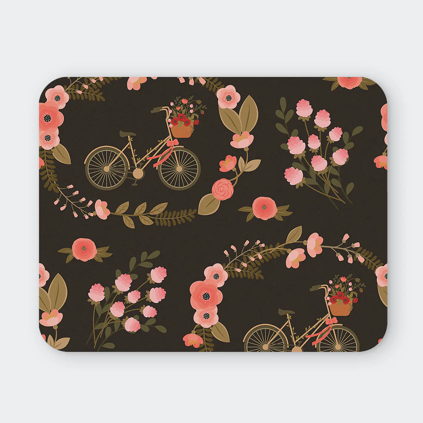 Mousepad 20x24 cm - Diseño Bicicleta con Flores Vintage 1