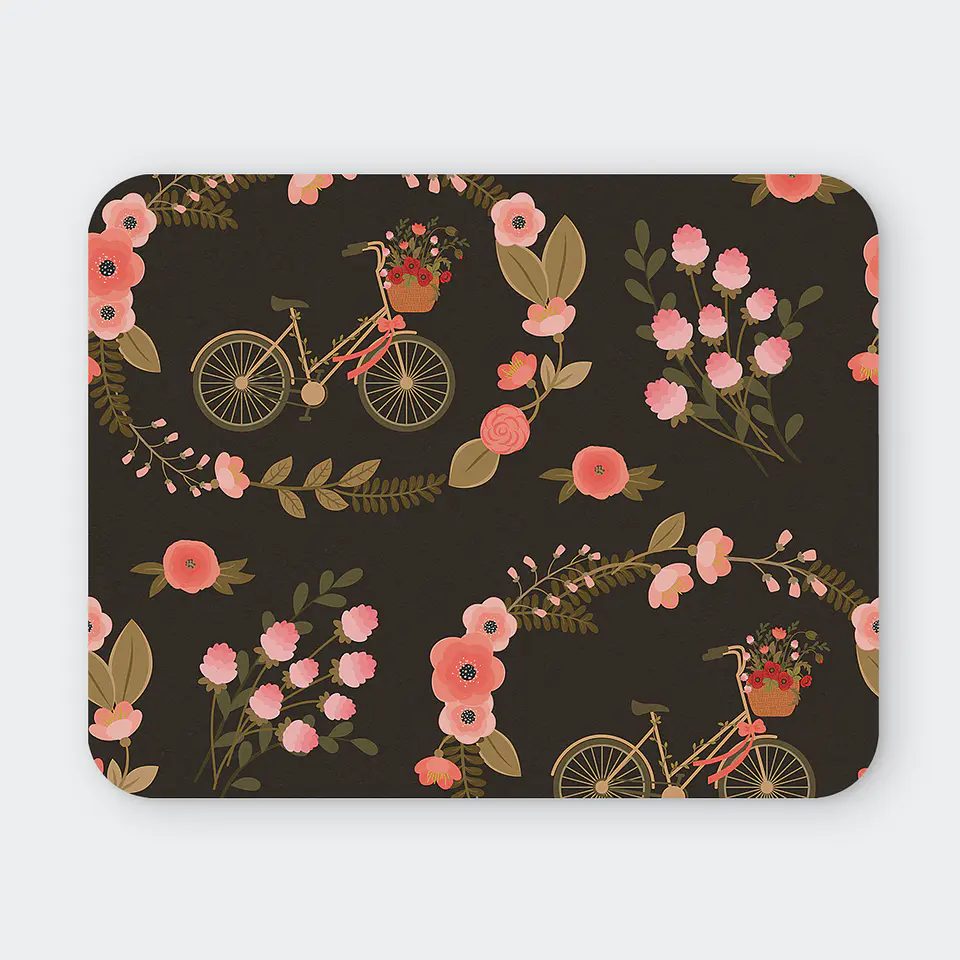 Mousepad 20x24 cm - Diseño Bicicleta con Flores Vintage 1