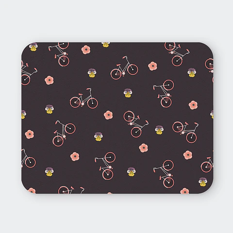 Mousepad 20x24 cm - Diseño Bicicletas y Flores Minimalistas