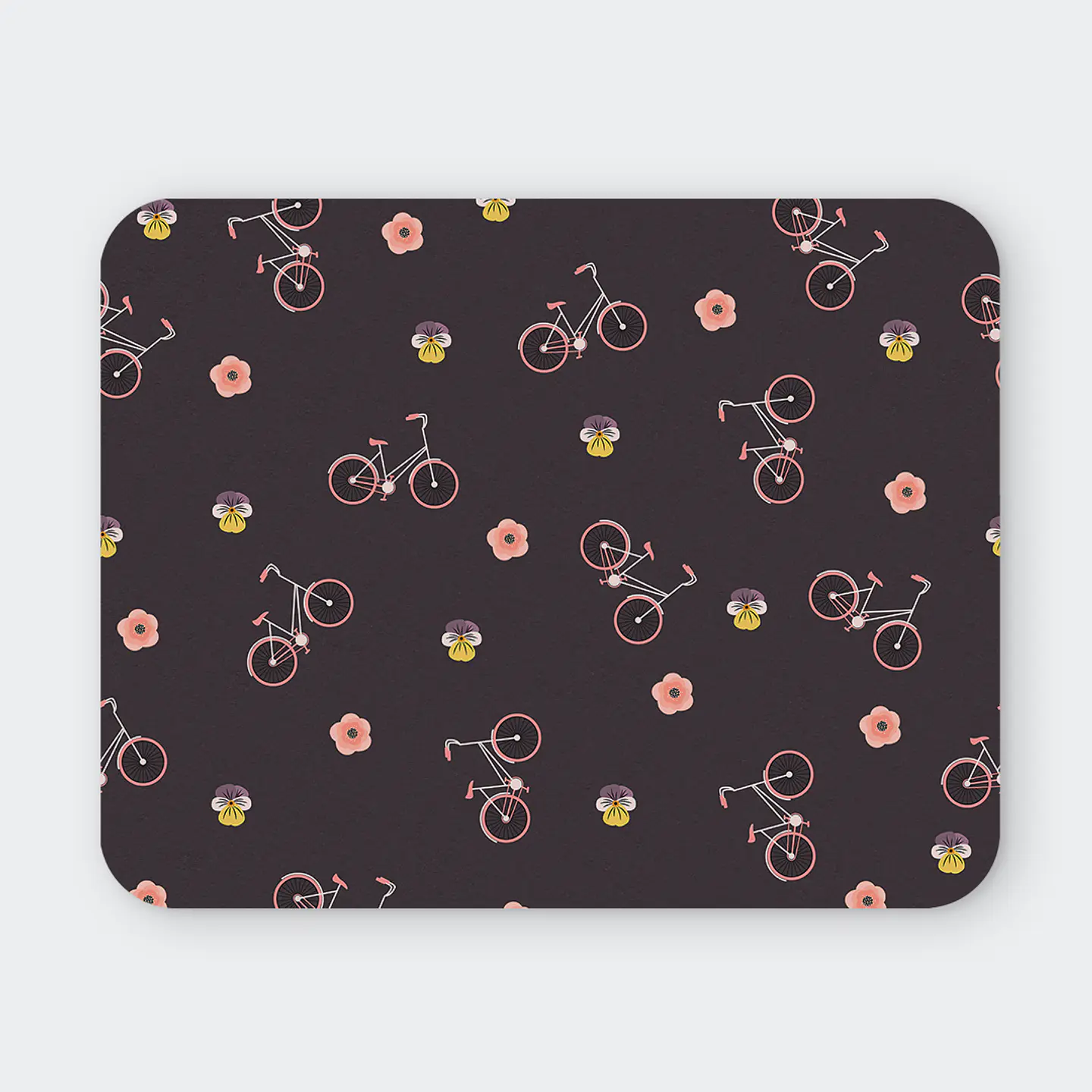 Mousepad 20x24 cm - Diseño Bicicletas y Flores Minimalistas 1