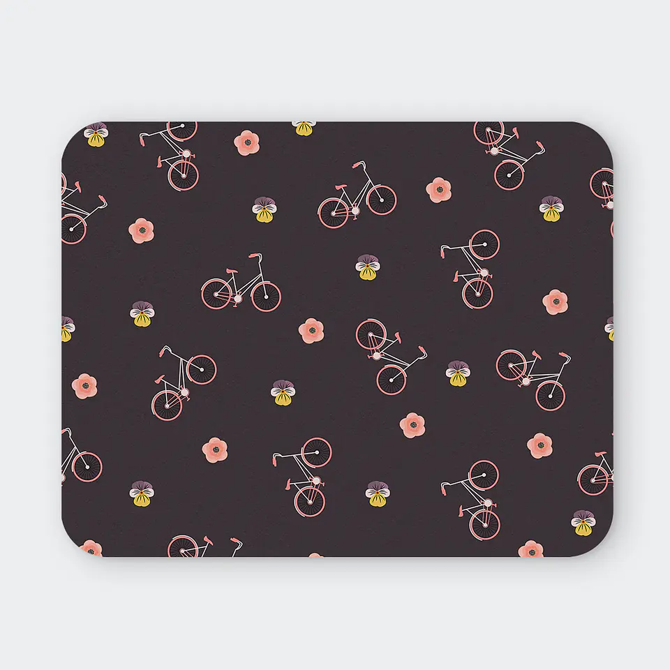 Mousepad 20x24 cm - Diseño Bicicletas y Flores Minimalistas 1