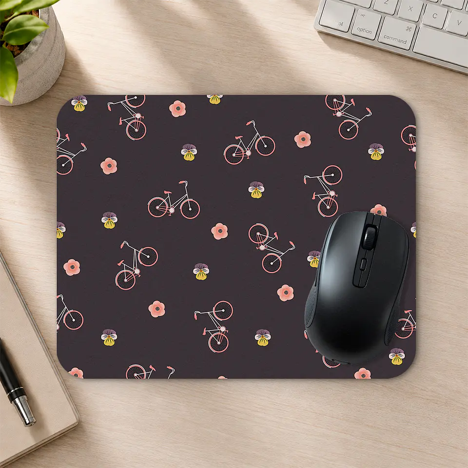 Mousepad 20x24 cm - Diseño Bicicletas y Flores Minimalistas 2