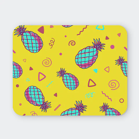Mousepad 20x24 cm - Diseño Piñas Neón Fondo Amarillo