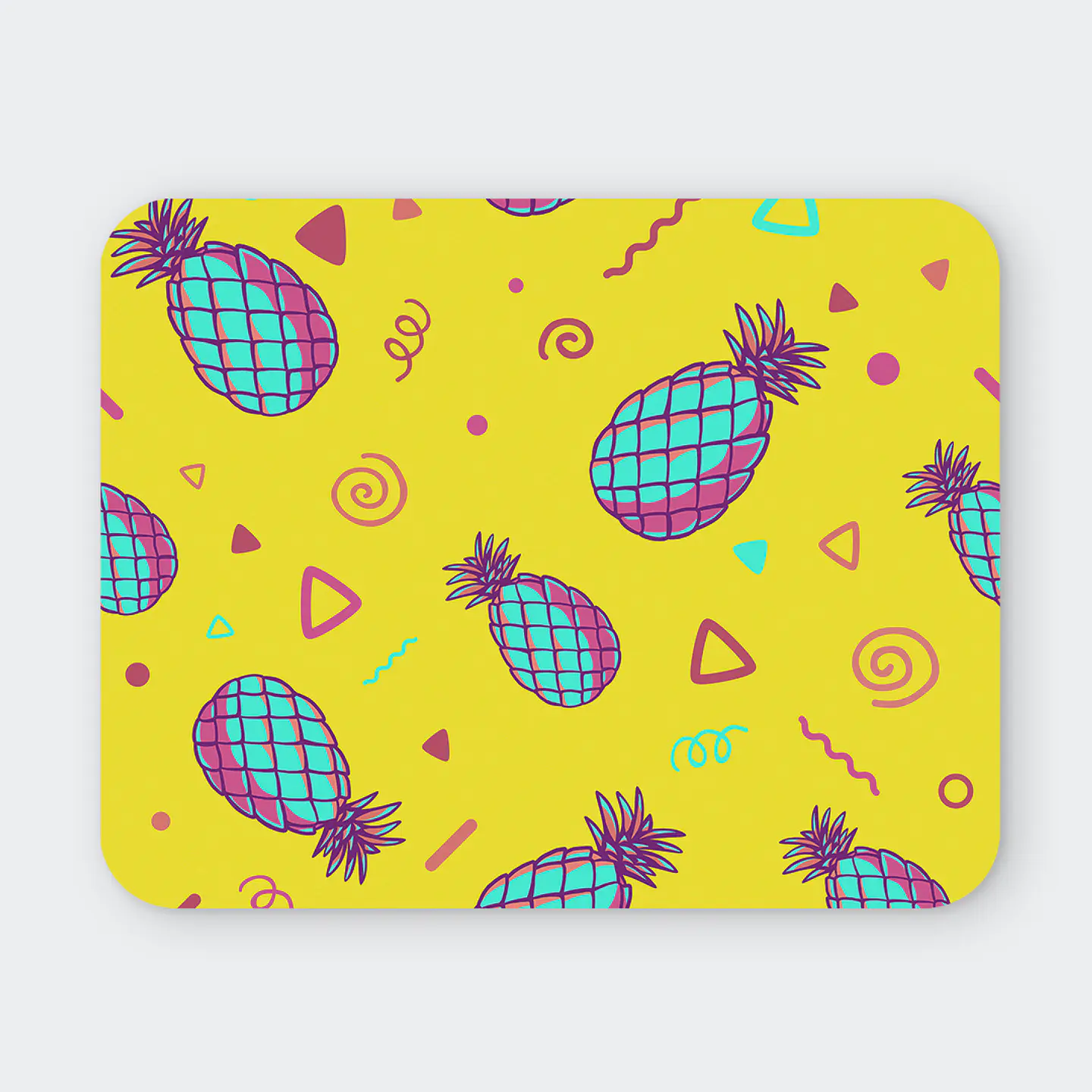 Mousepad 20x24 cm - Diseño Piñas Neón Fondo Amarillo 1