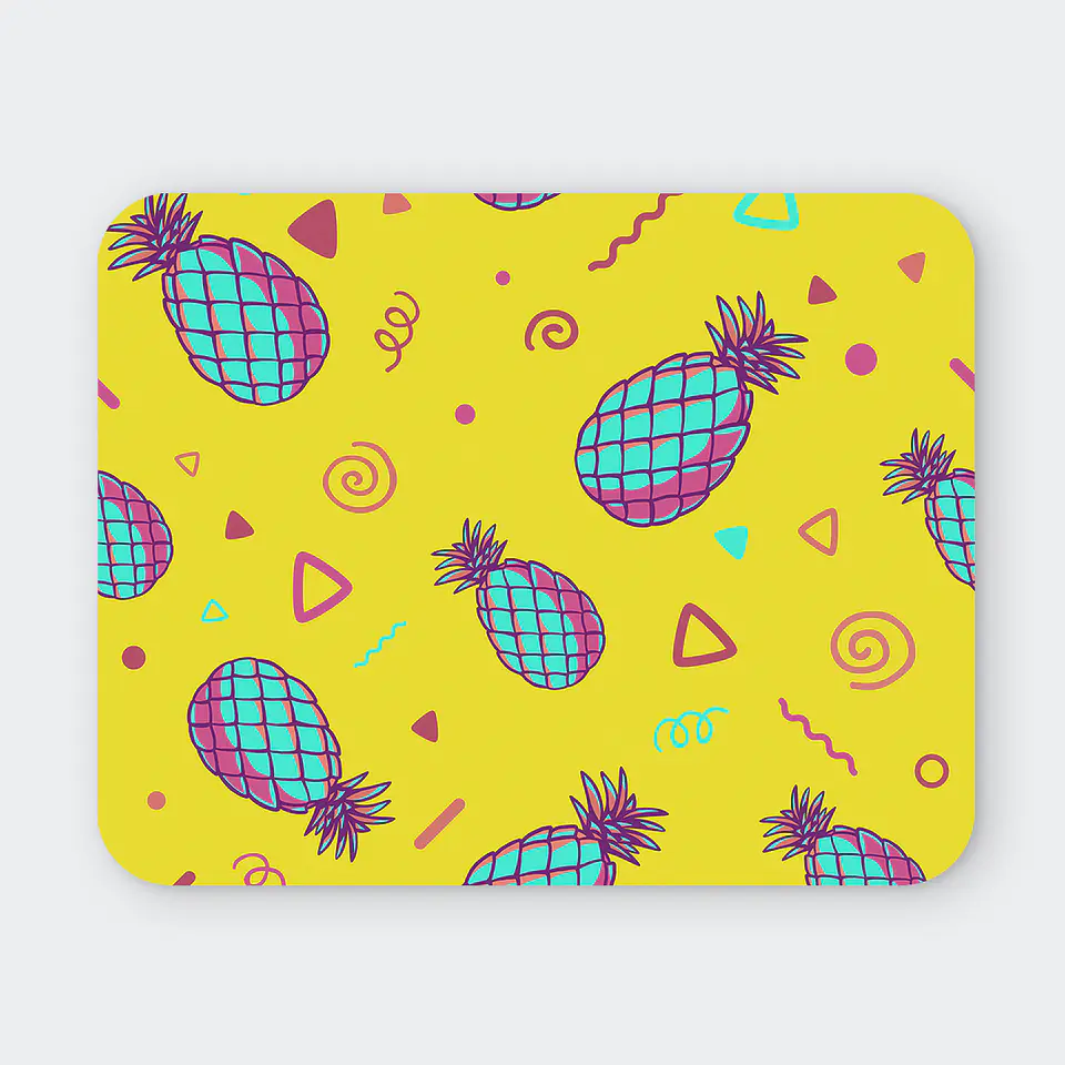 Mousepad 20x24 cm - Diseño Piñas Neón Fondo Amarillo 1