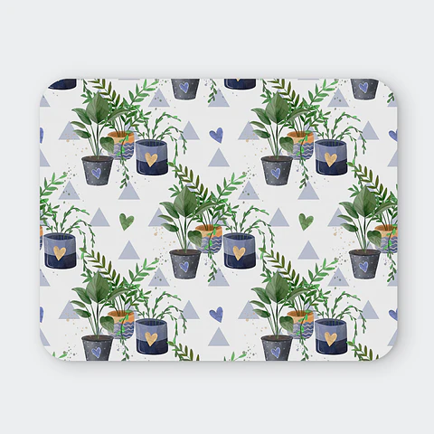 Mousepad 20x24 cm - Diseño Plantas en Maceteros con Corazones