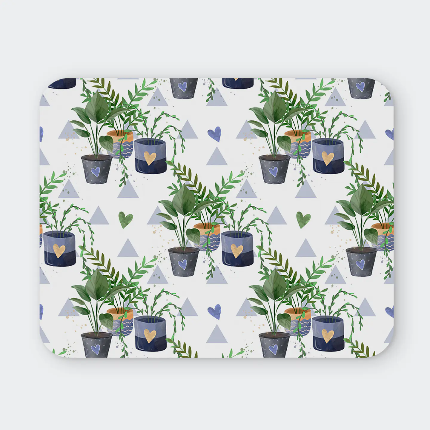 Mousepad 20x24 cm - Diseño Plantas en Maceteros con Corazones 1