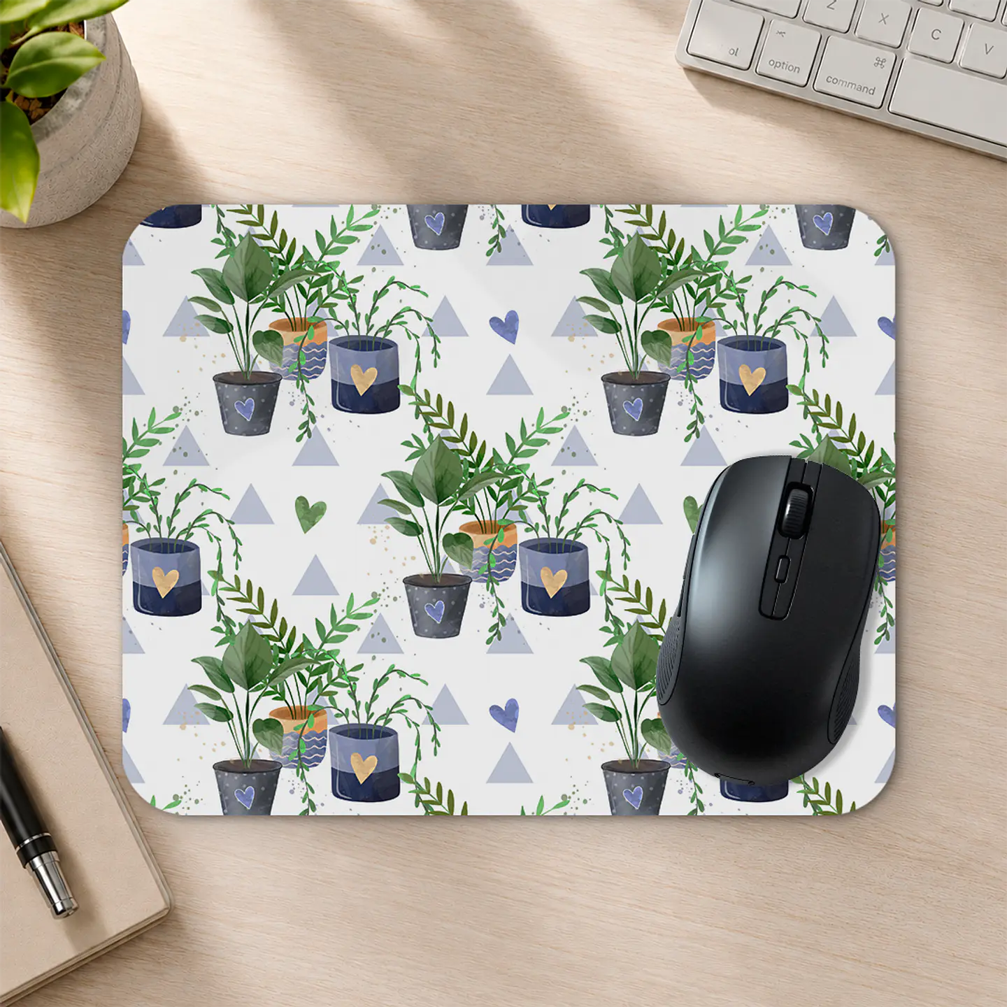 Mousepad 20x24 cm - Diseño Plantas en Maceteros con Corazones 2