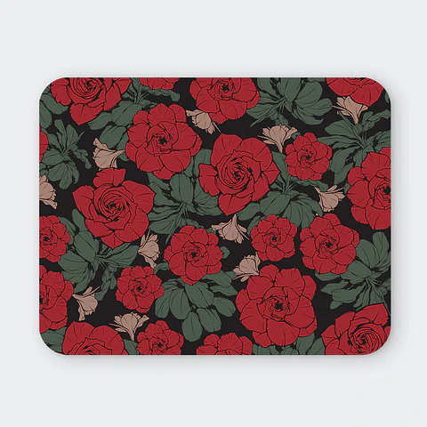 Mousepad 20x24 cm - Diseño Rosas Rojas sobre Fondo Oscuro