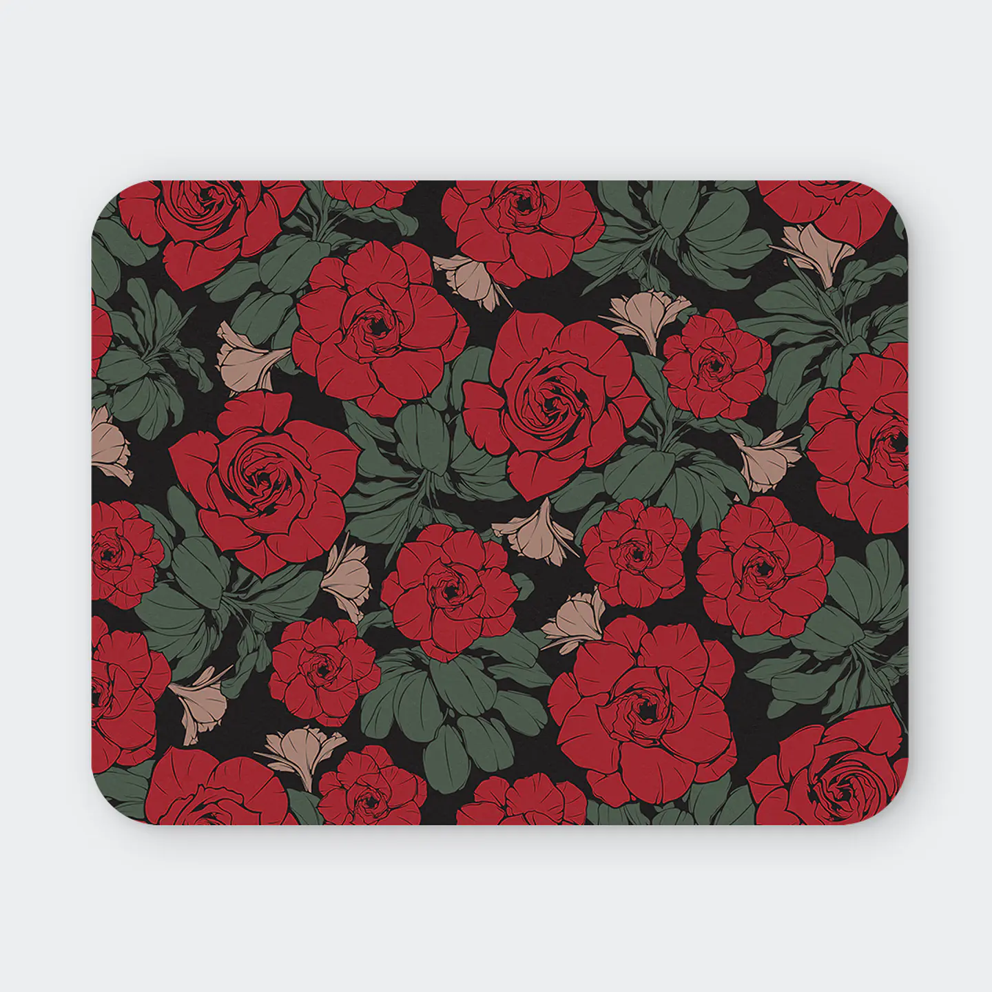 Mousepad 20x24 cm - Diseño Rosas Rojas sobre Fondo Oscuro 1