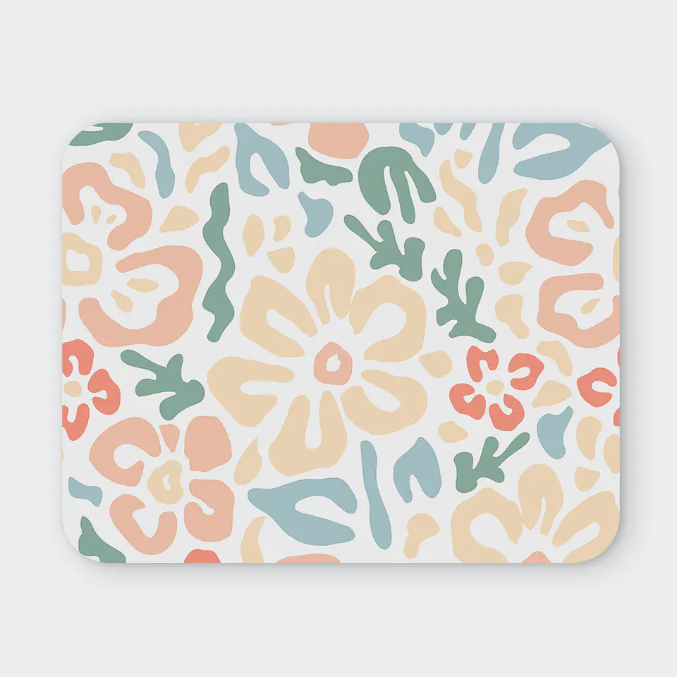 Mousepad 20x24 cm - Diseño Flores Abstractas Pastel 1