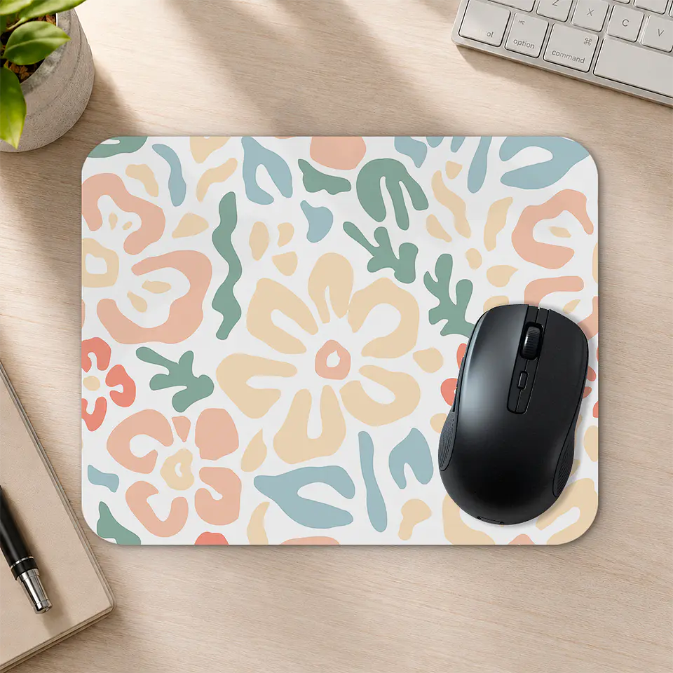 Mousepad 20x24 cm - Diseño Flores Abstractas Pastel 2