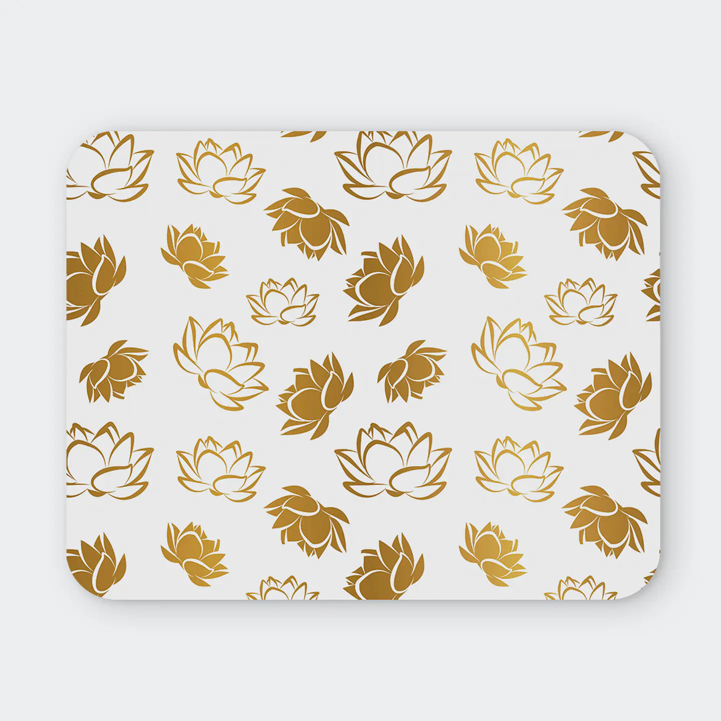 Mousepad 20x24 cm - Diseño Flores de Loto Doradas 1