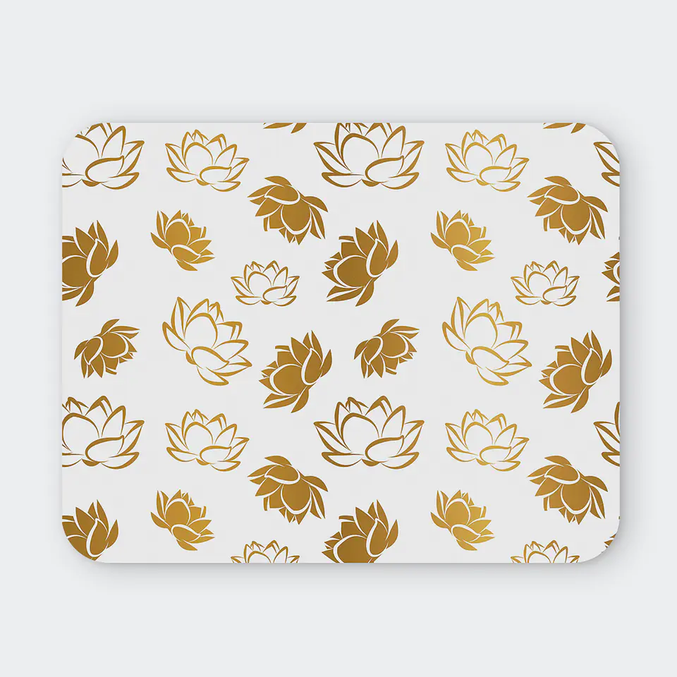 Mousepad 20x24 cm - Diseño Flores de Loto Doradas 1