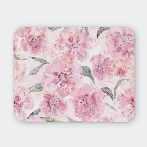 Mousepad 20x24 cm - Diseño Flores Rosadas Acuarela