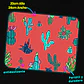 Mousepad 20x24 cm - Diseño Cactus Coloridos Fondo Coral - Miniatura 3
