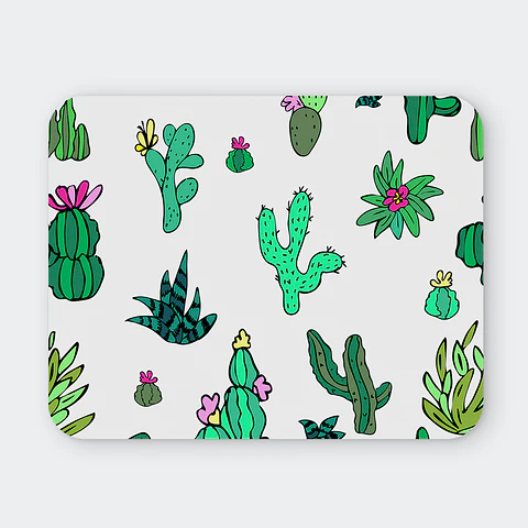 Mousepad 20x24 cm - Diseño Cactus Coloridos Fondo Blanco