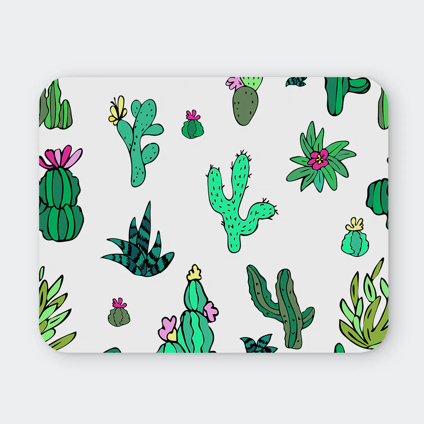 Mousepad 20x24 cm - Diseño Cactus Coloridos Fondo Blanco 1