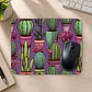 Mousepad 20x24 cm - Diseño Cactus en Maceteros Fondo Morado - Miniatura 2