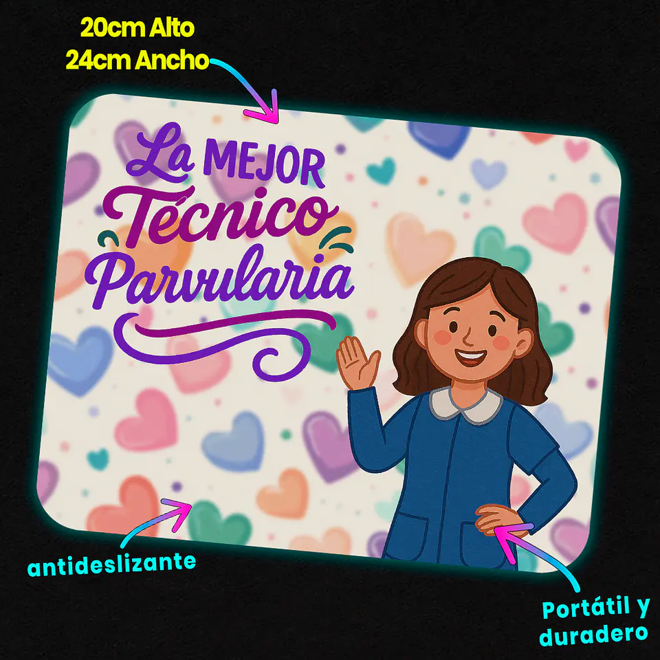 Mousepad 20x24 cm - Diseño La Mejor Técnico Parvularia 3