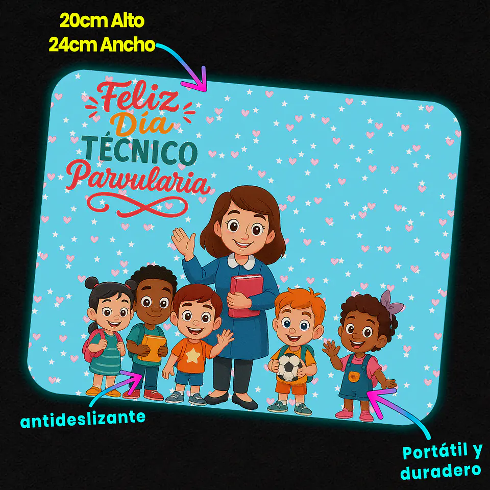 Mousepad 20x24 cm - Diseño Feliz Día Técnico Parvularia 3