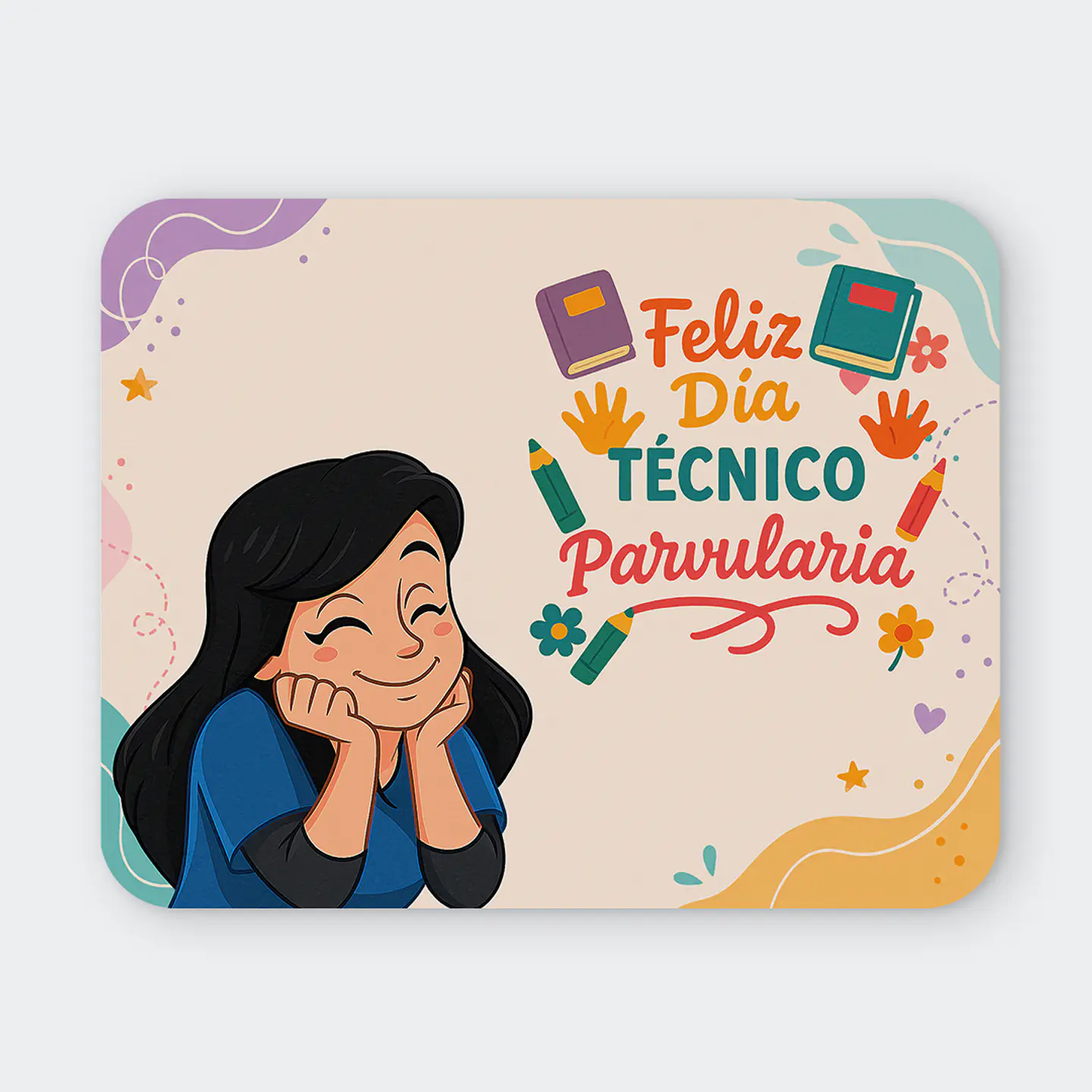 Mousepad 20x24 cm - Diseño Feliz Día Técnico Parvularia Pastel 1