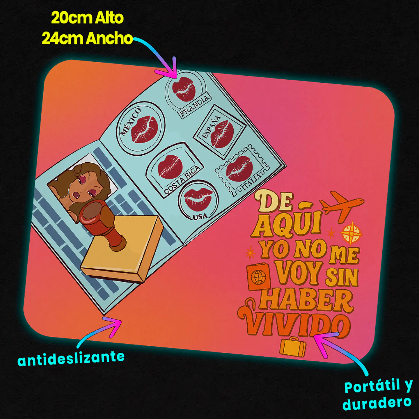 Mousepad 20x24 cm - Diseño Karol G Viajando por el Mundo 3