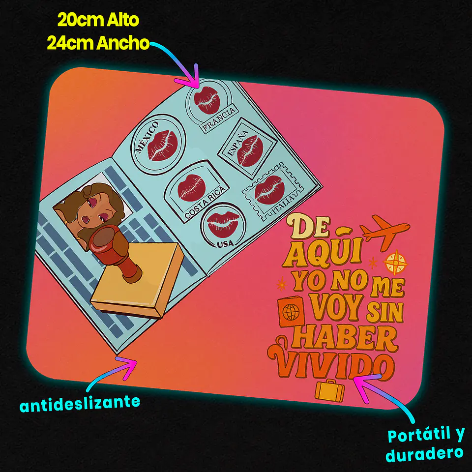 Mousepad 20x24 cm - Diseño Karol G Viajando por el Mundo 3