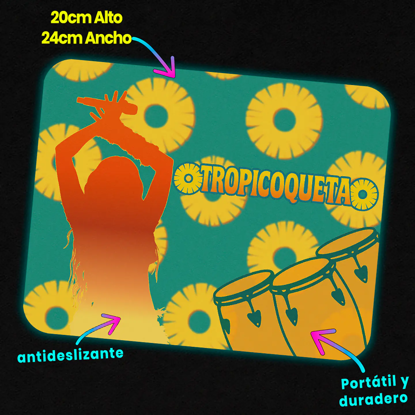 Mousepad 20x24 cm - Diseño Karol G Trópicoqueta Tropical 3