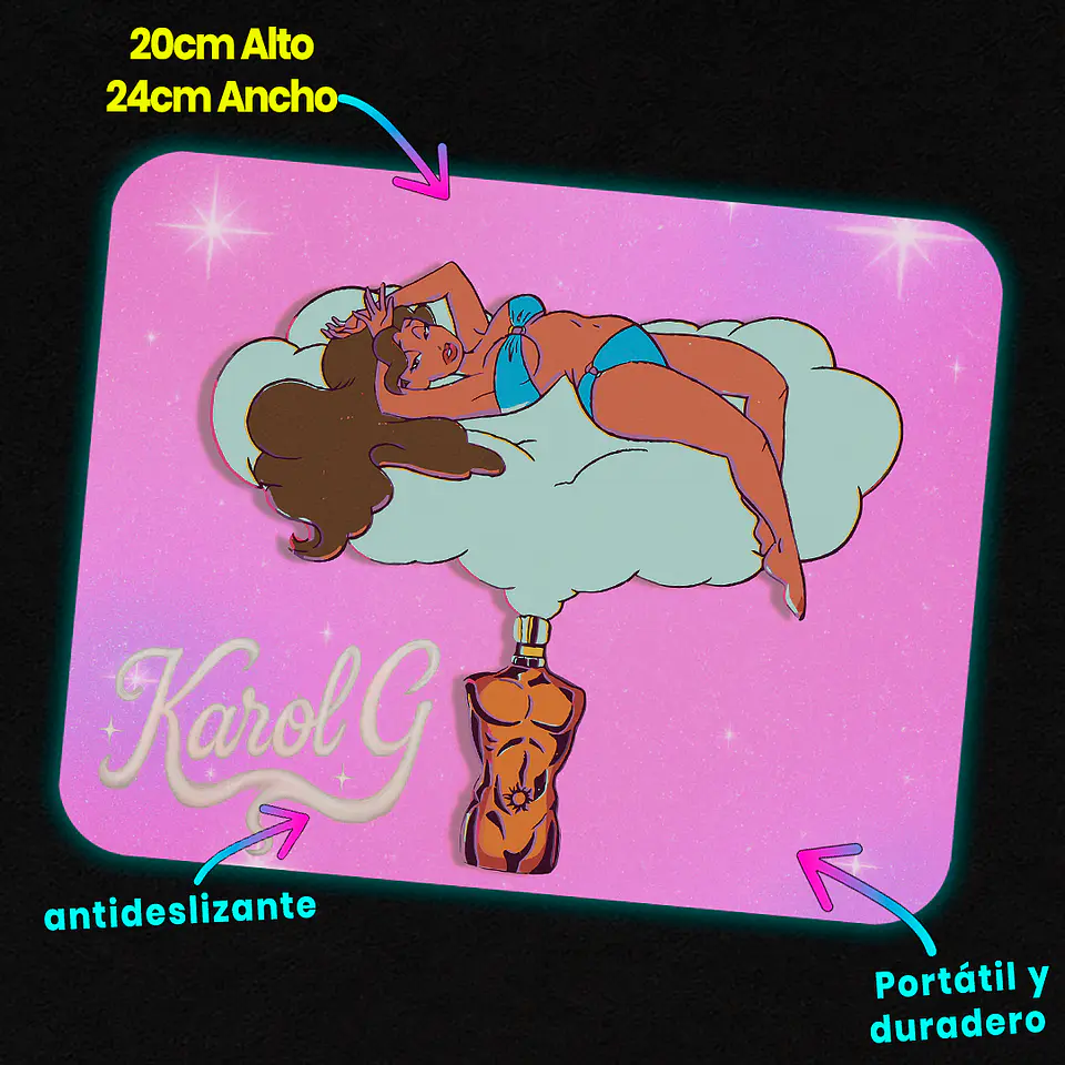 Mousepad 20x24 cm - Diseño Karol G Perfume 3