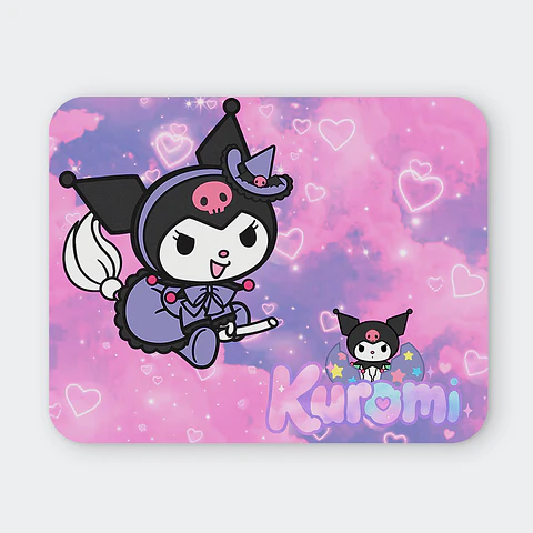 Mousepad 20x24 cm - Diseño Kuromi Brujita Fondo Rosado