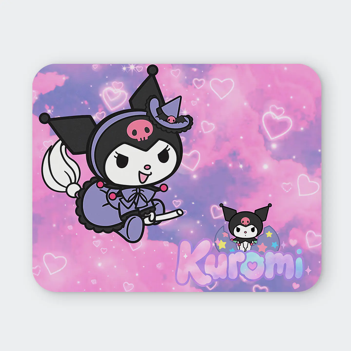 Mousepad 20x24 cm - Diseño Kuromi Brujita Fondo Rosado 1