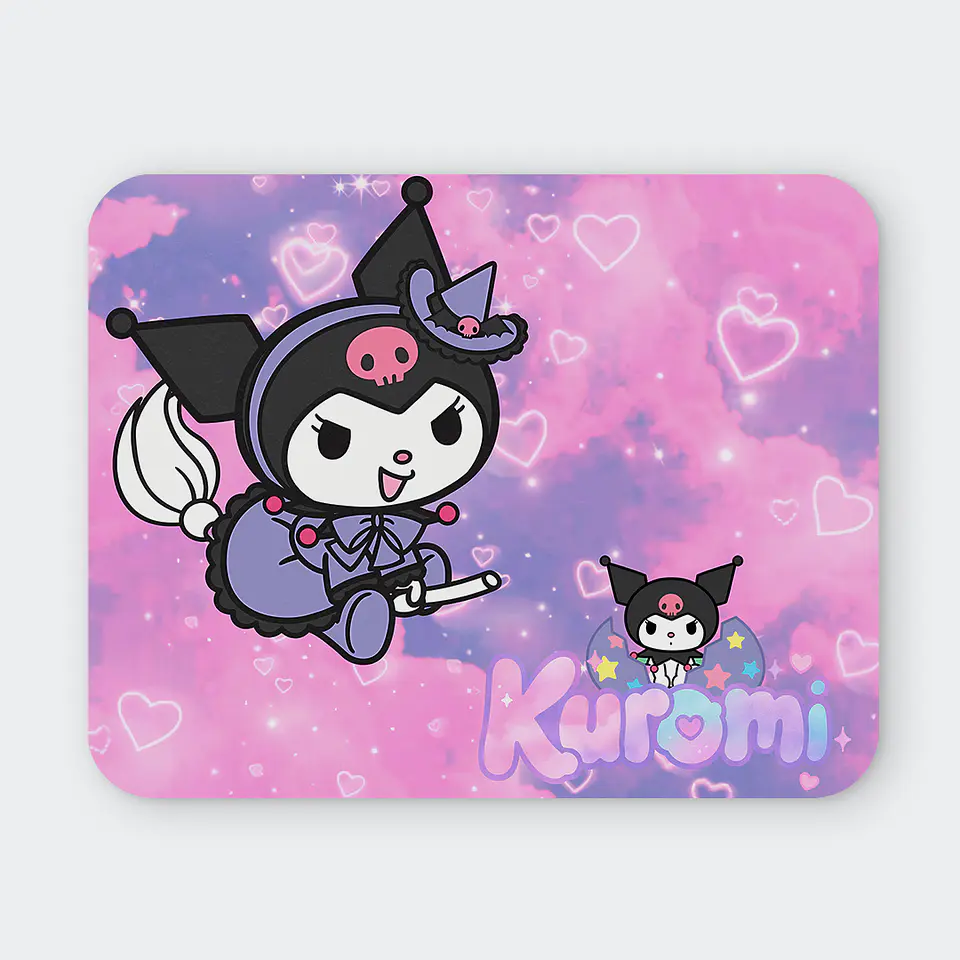Mousepad 20x24 cm - Diseño Kuromi Brujita Fondo Rosado 1