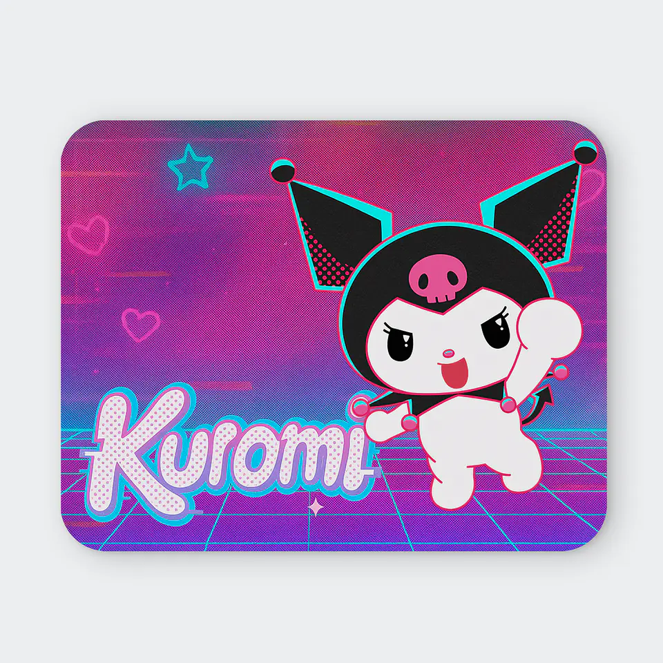 Mousepad 20x24 cm - Diseño Kuromi Neón Retro 1