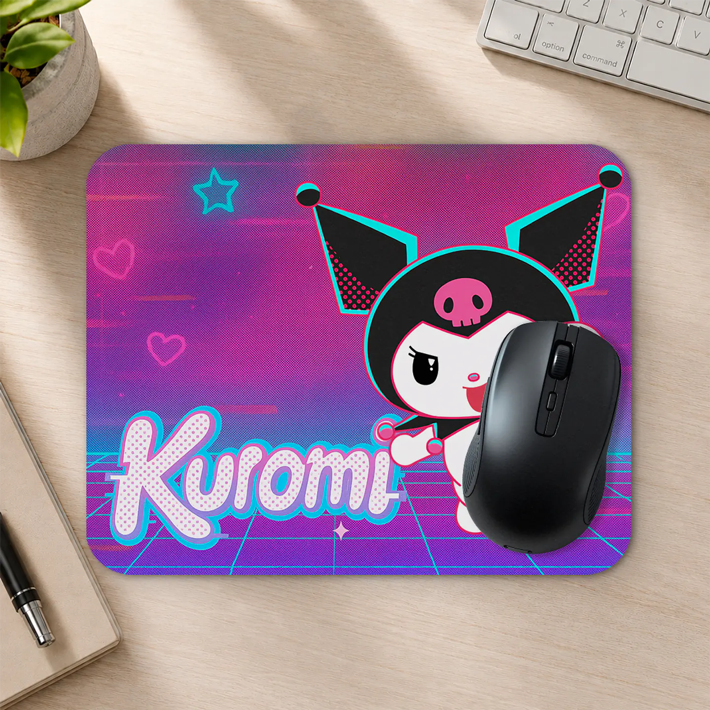Mousepad 20x24 cm - Diseño Kuromi Neón Retro 2