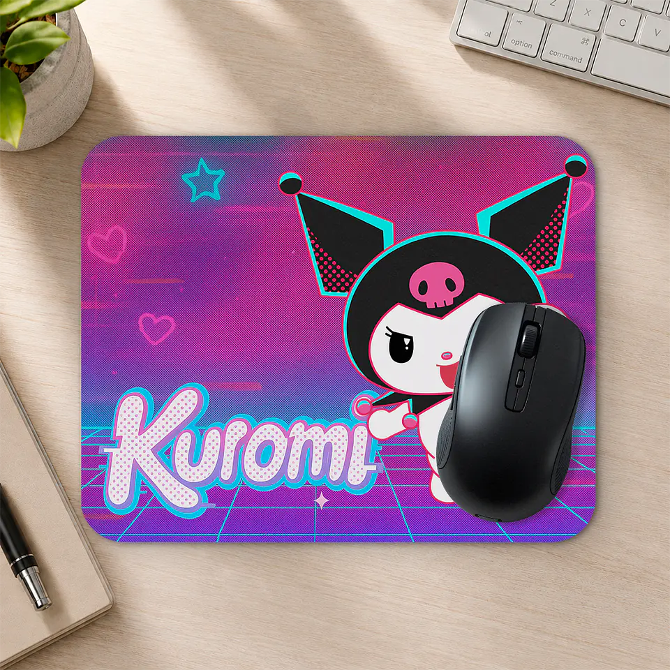 Mousepad 20x24 cm - Diseño Kuromi Neón Retro 2