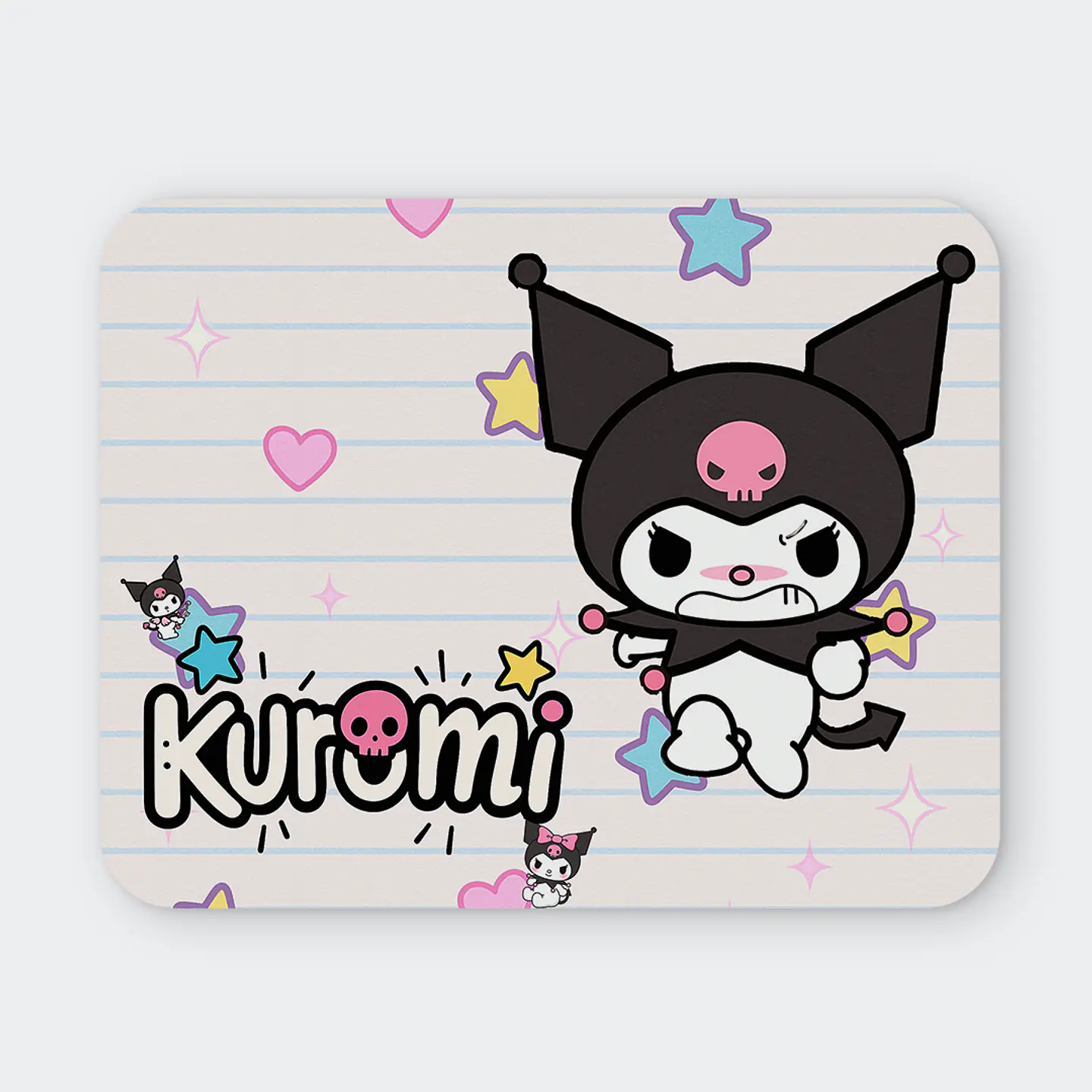 Mousepad 20x24 cm - Diseño Kuromi Estrellas y Corazones 1