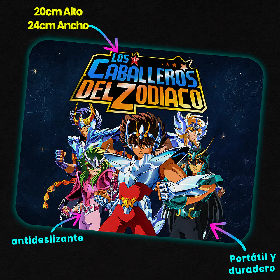 Mousepad 20x24 cm - Diseño Los Caballeros del Zodiaco 3