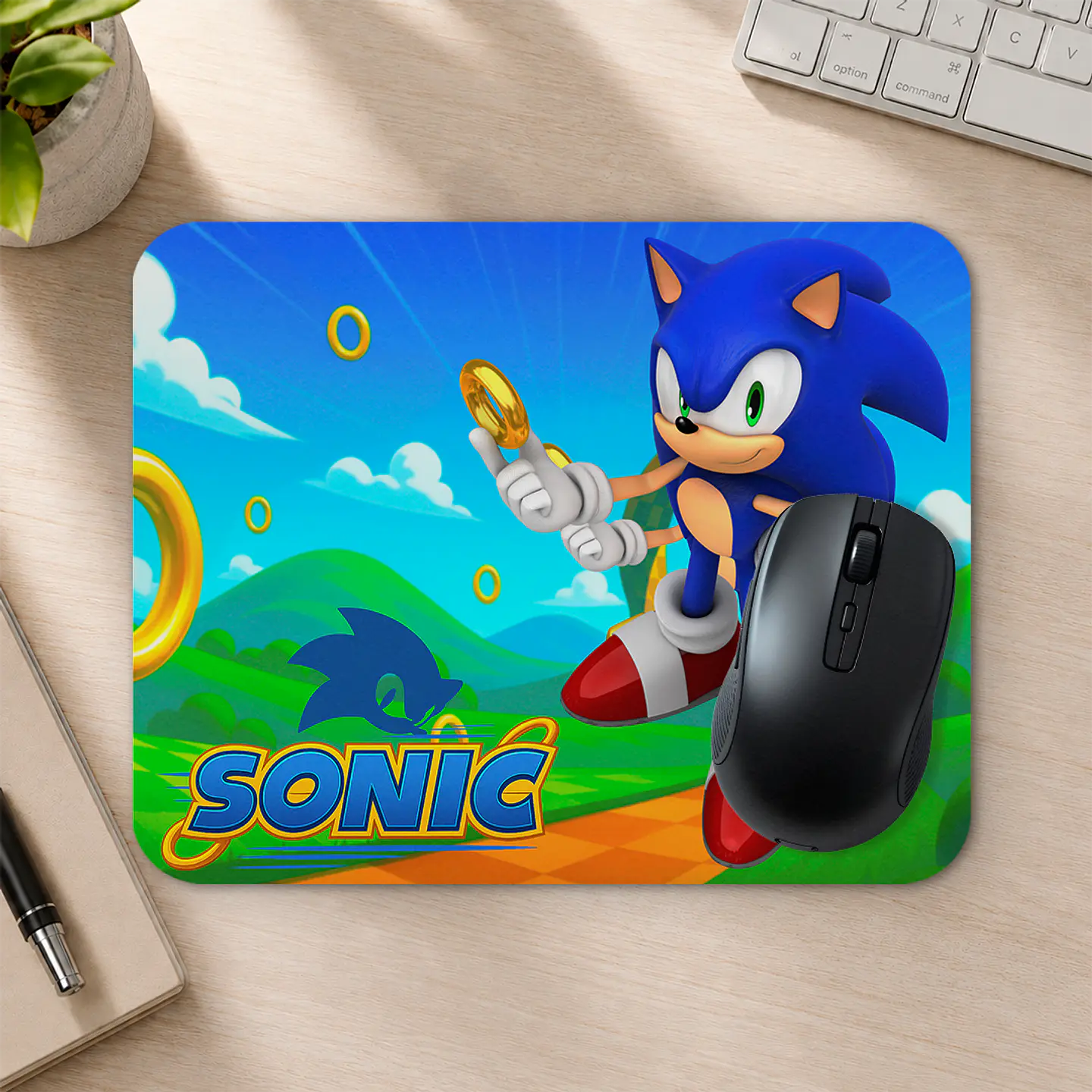 Mousepad 20x24 cm - Diseño Sonic Anillos Dorados 2