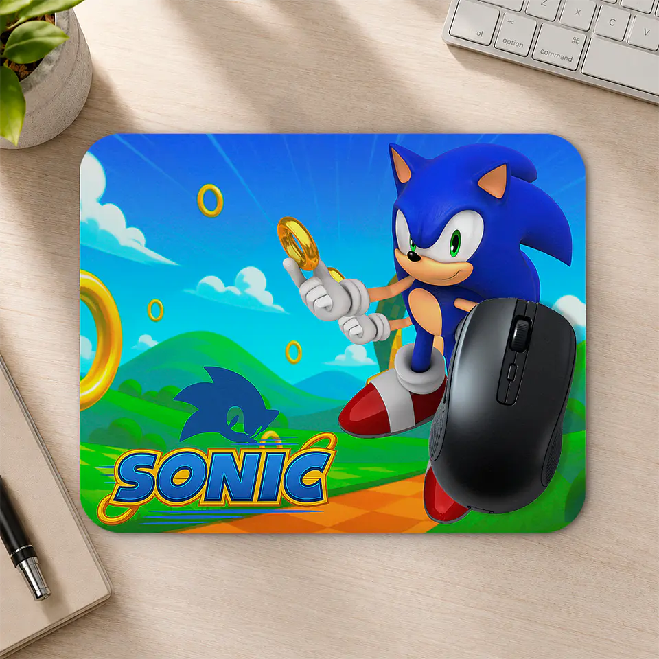 Mousepad 20x24 cm - Diseño Sonic Anillos Dorados 2