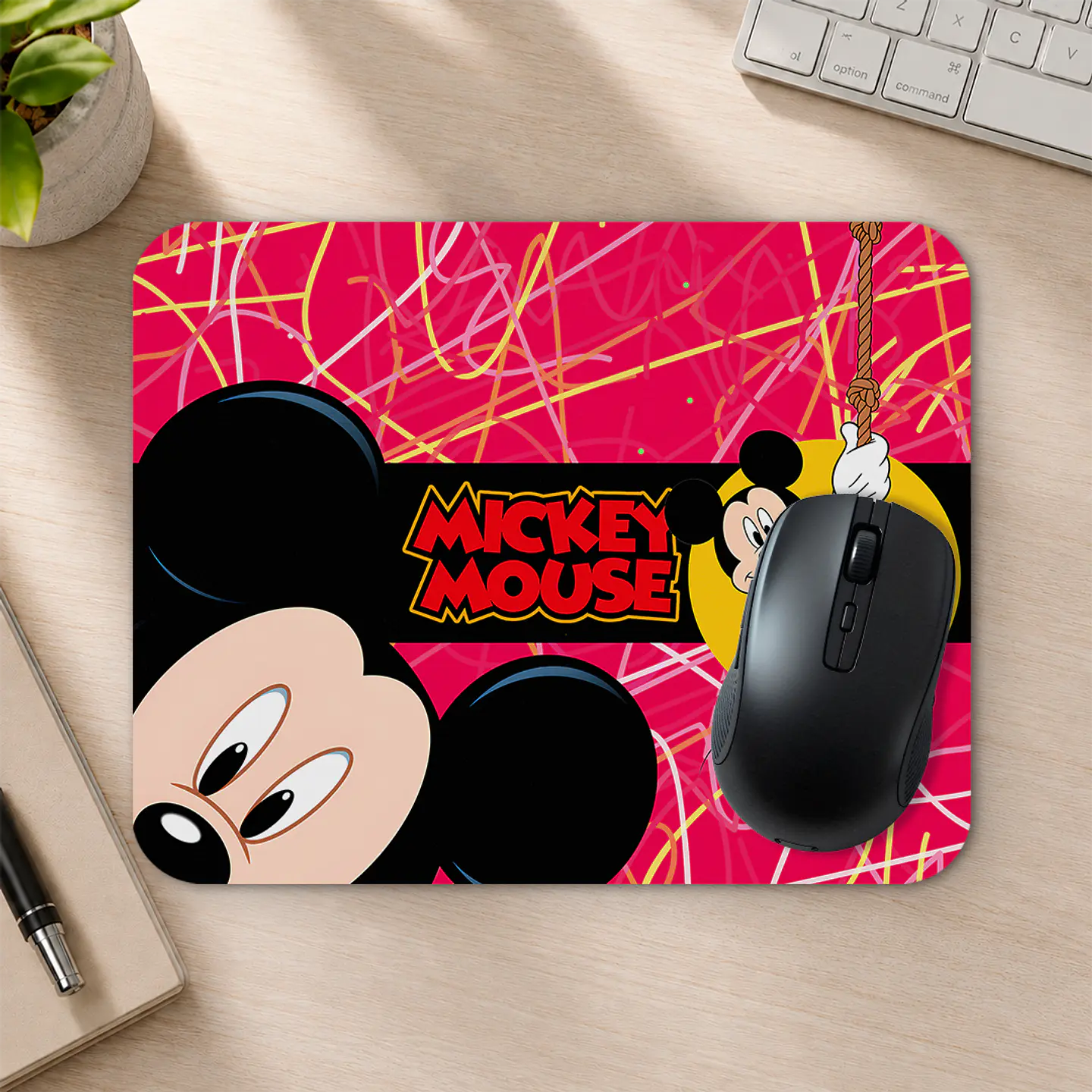 Mousepad 20x24 cm - Diseño Mickey Mouse Fondo Fucsia 2