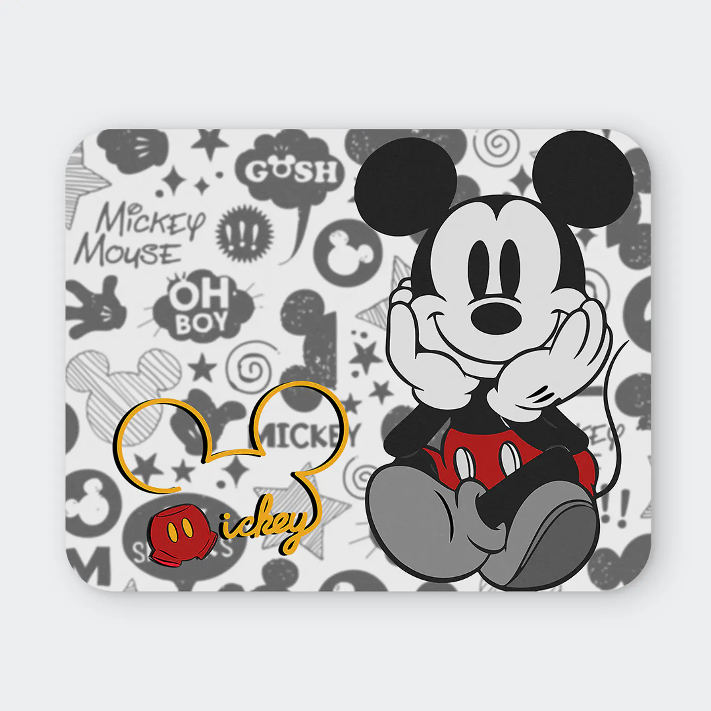 Mousepad 20x24 cm - Diseño Mickey Mouse Blanco y Negro 1