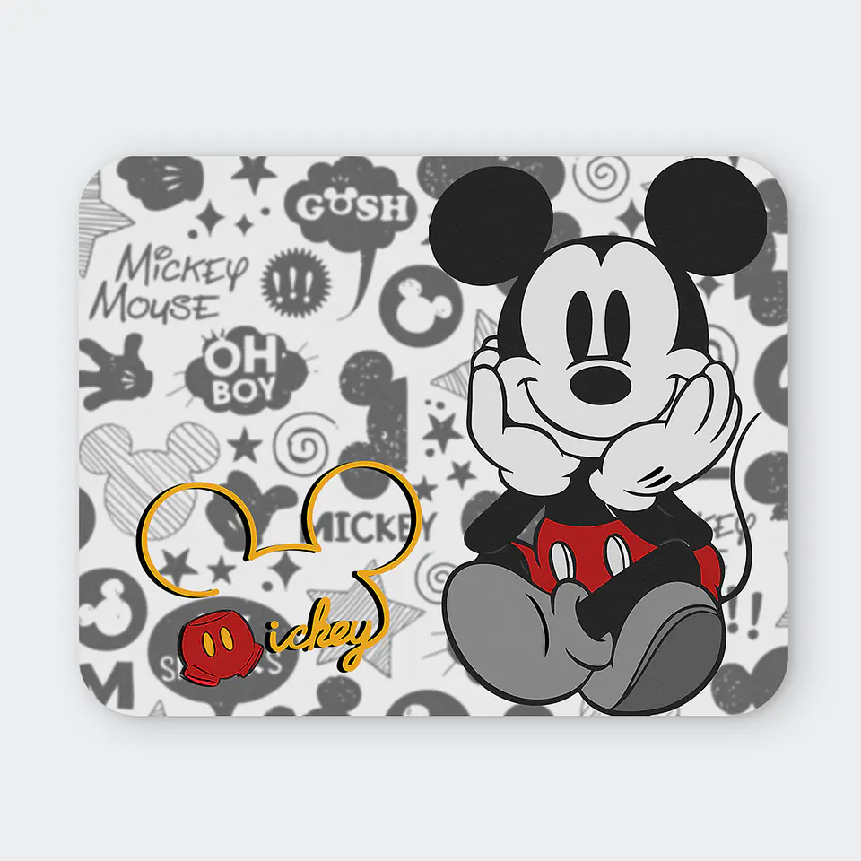 Mousepad 20x24 cm - Diseño Mickey Mouse Blanco y Negro 1