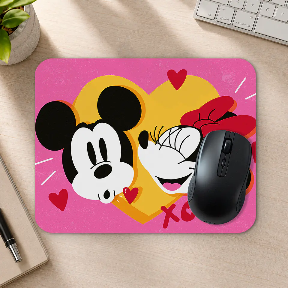 Mousepad 20x24 cm - Diseño Mickey y Minnie Corazones 2