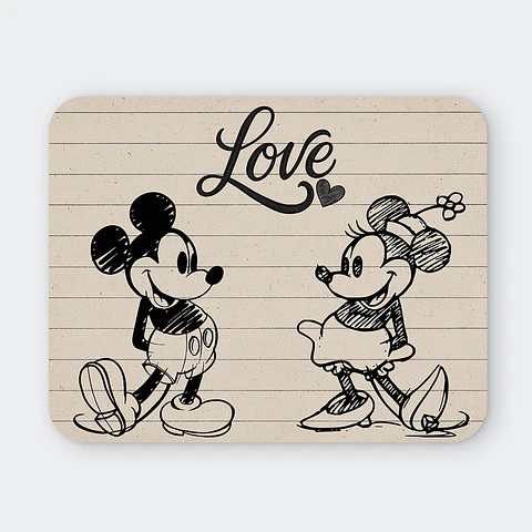Mousepad 20x24 cm - Diseño Mickey y Minnie Love Sketch